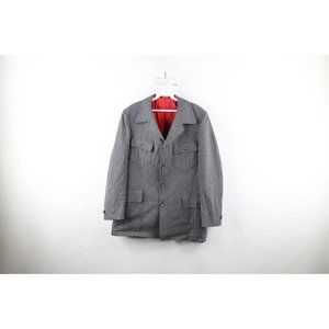 Vintage 50s 60s Palm Beach Mens 42R Wool Safari Bush Military Jacket Gray USA